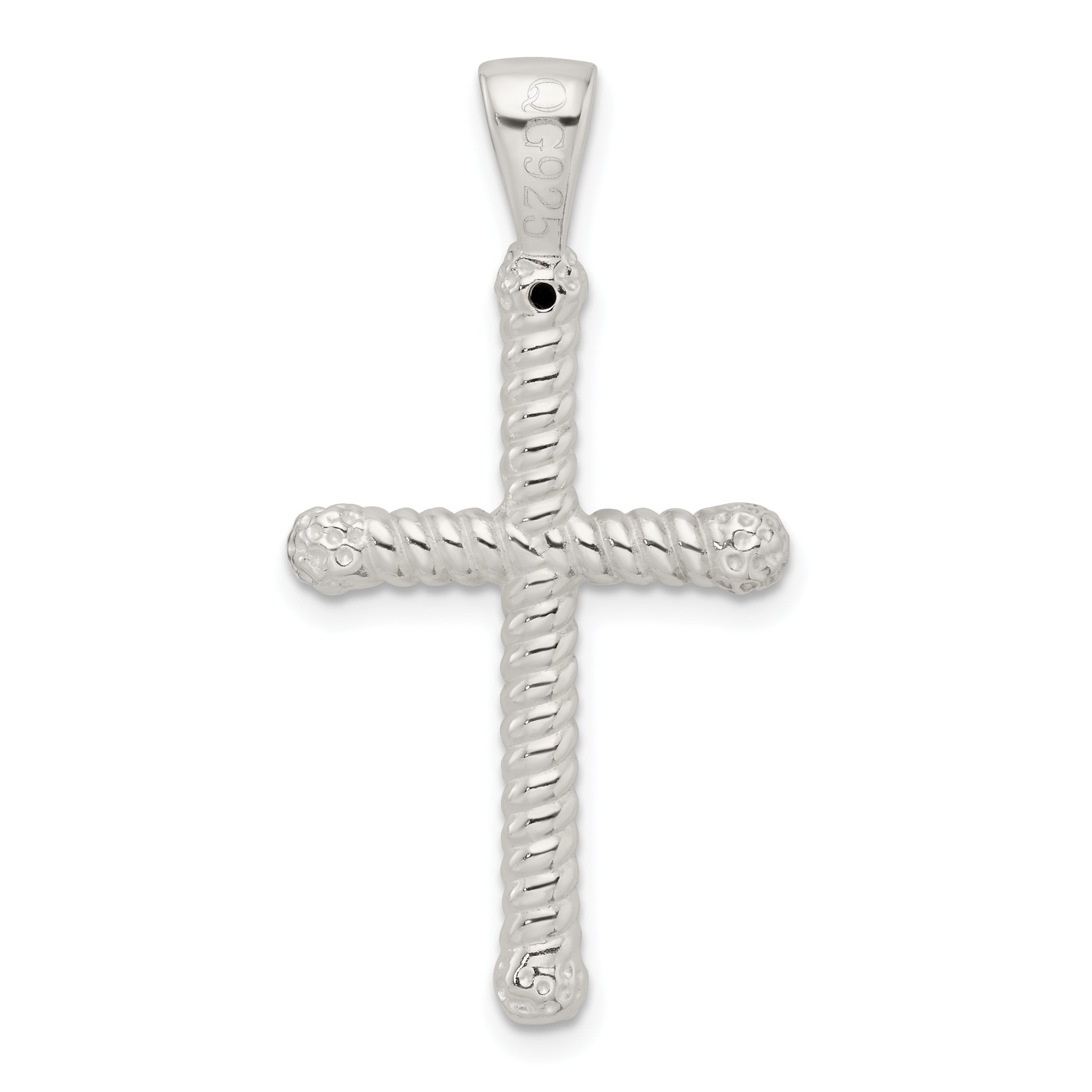 Sterling Silver Polished Twisted Hollow Latin Cross Pendant