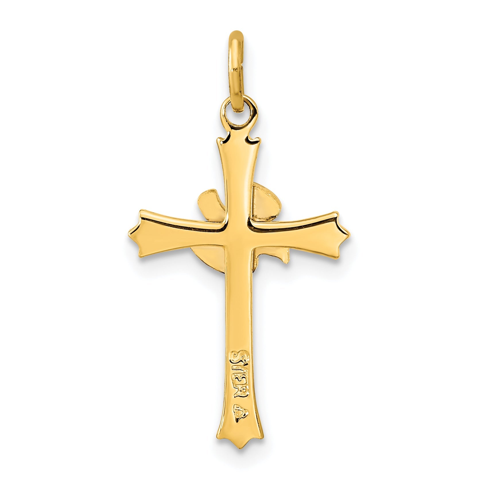 Sterling Silver Gold-Plated Polished And Satin Cross Dove Pendant