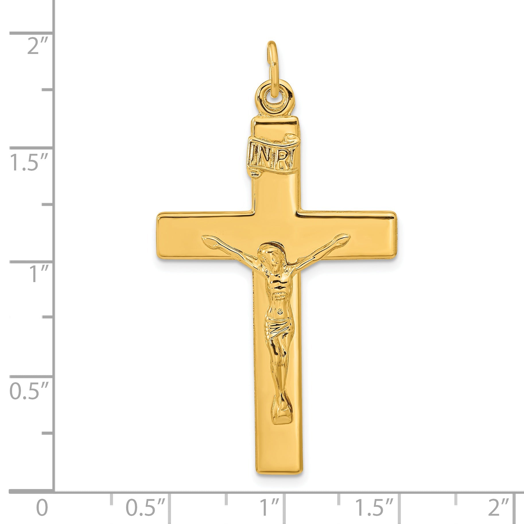 Sterling Silver Gold-Plated Polished Inri Crucifix Cross Pendant