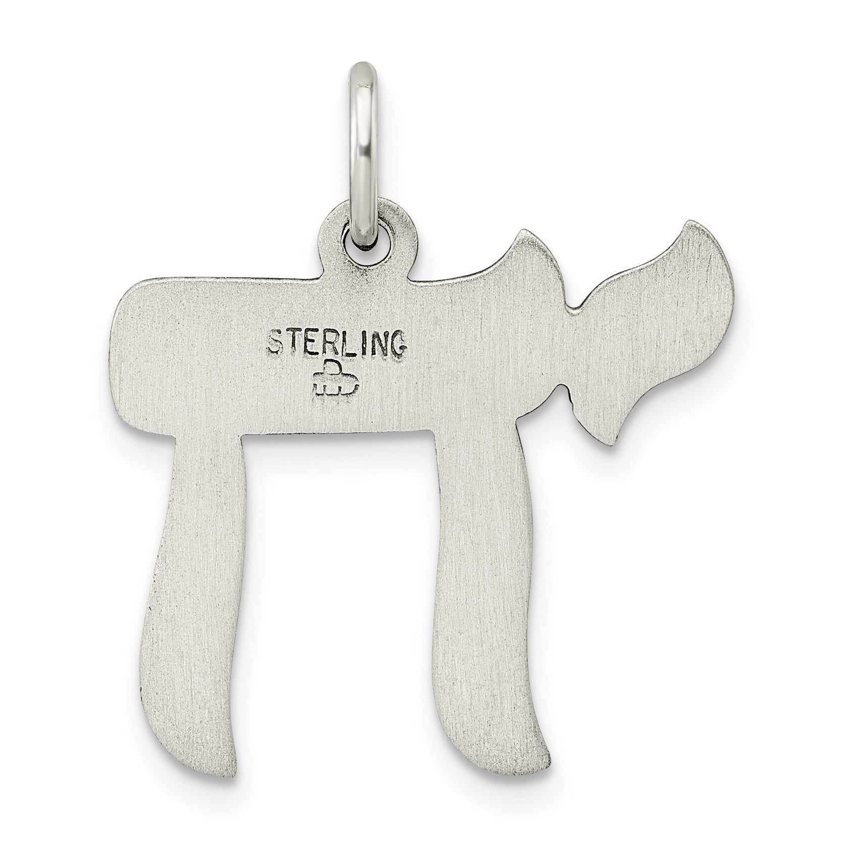 Sterling Silver Solid Antiqued And Textured Chai Symbol Pendant