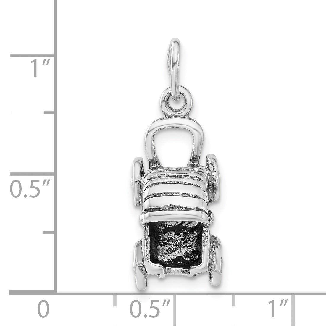 Sterling Silver 3-D Polished & Antiqued Baby Buggy Charm