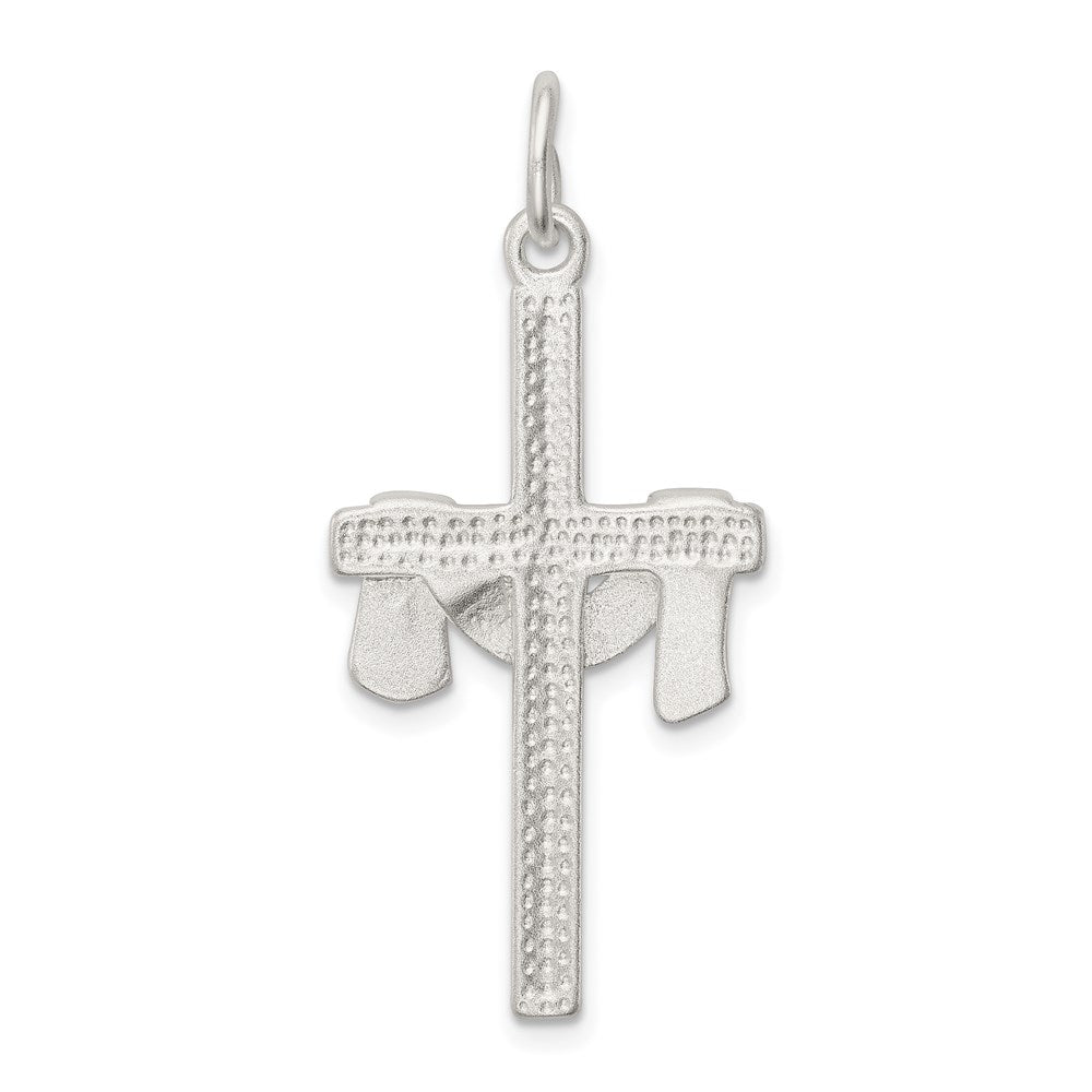 Sterling Silver Satin D/C Draped Cross Charm