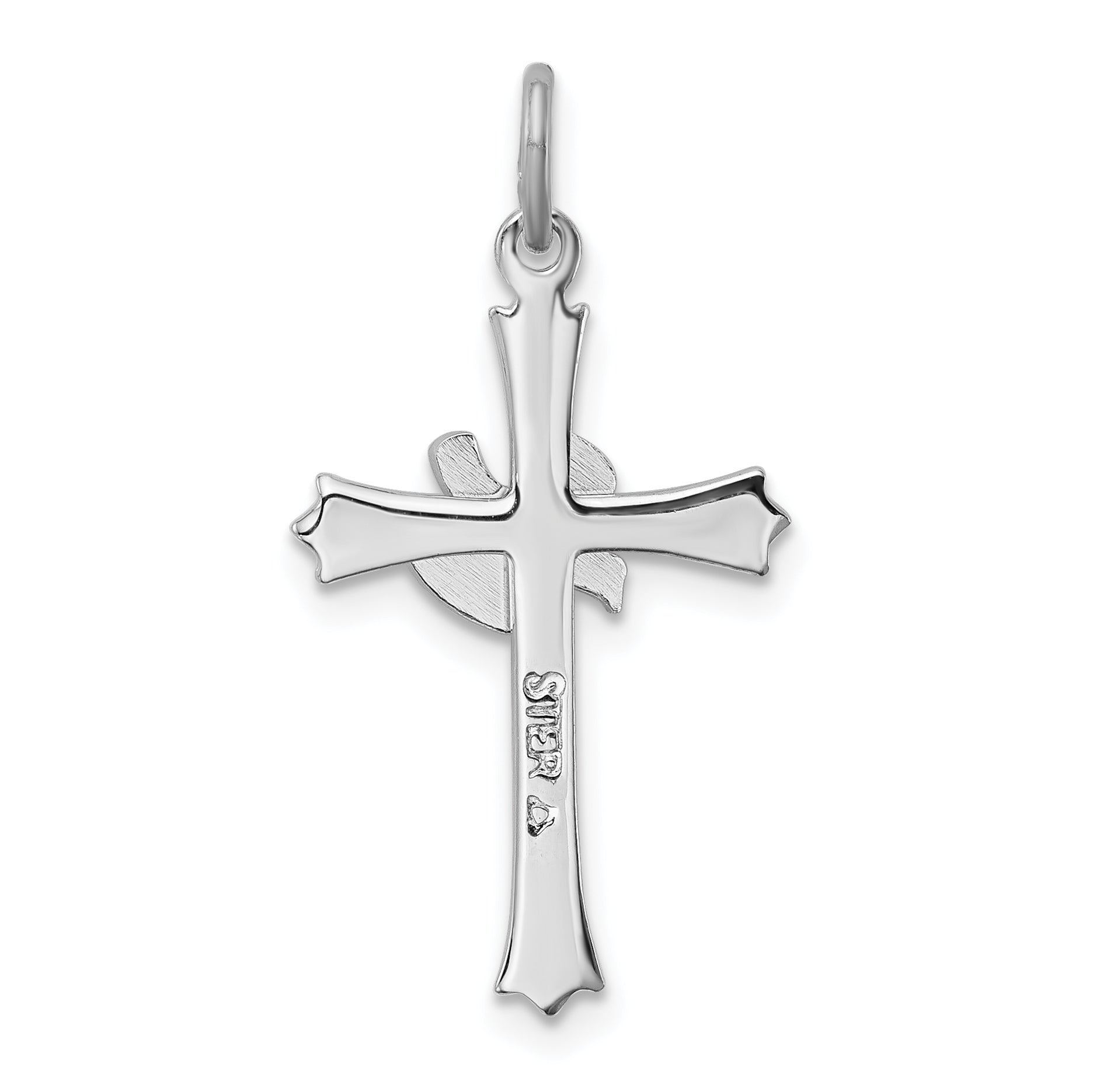 Sterling Silver Rhodium-Plated Holy Spirit Cross With Dove Charm