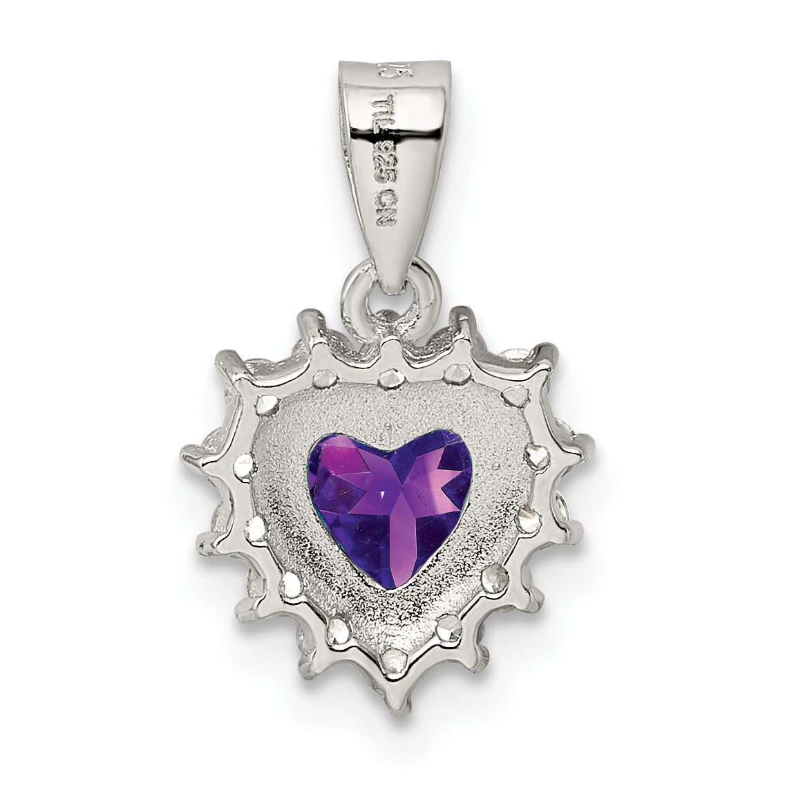 Sterling Silver Rhodium-Plated Amethyst And Cz Pendant