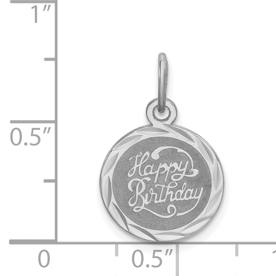 Sterling Silver Rhodium-Plated Happy Birthday Disc Charm