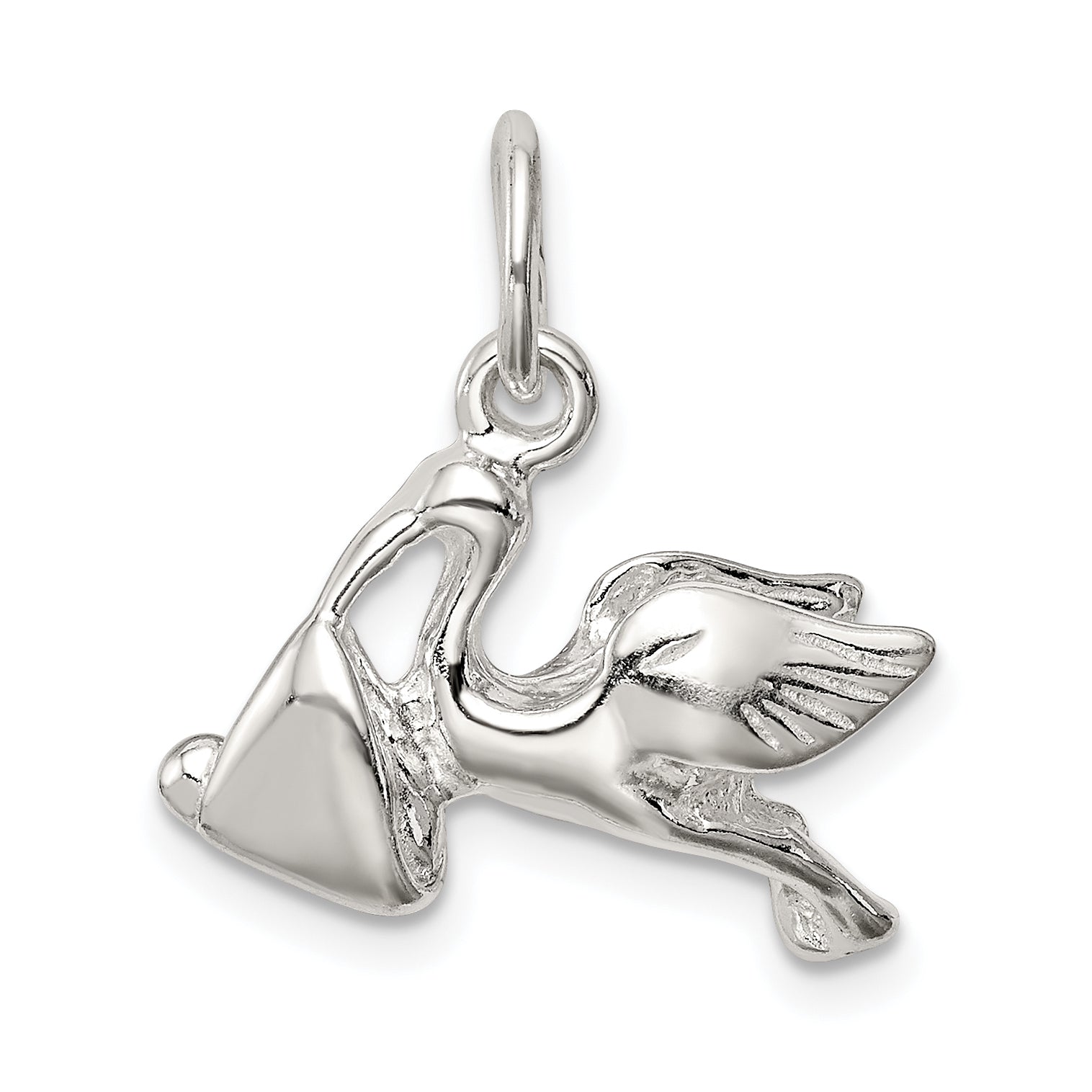 Sterling Silver Stork W/ Baby Charm