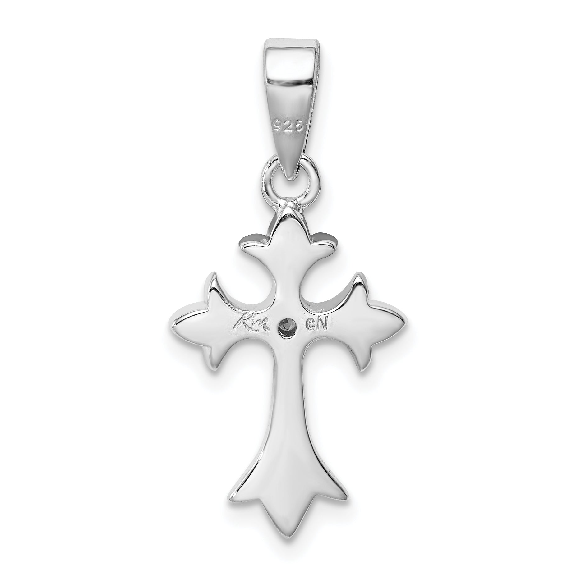 Sterling Silver Rhodium-Plated Cz Cross Pendant