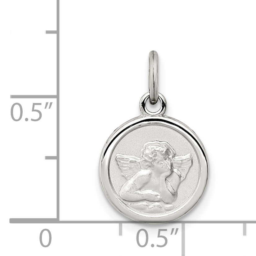 Sterling Silver Rhodium-Plated Angel Medal Charm
