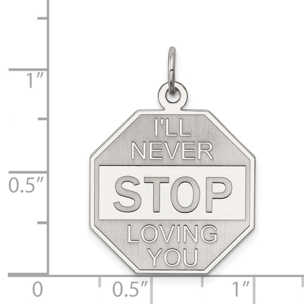 Sterling Silver Rhodium-Plated I'Ll Never Stop Loving You Charm