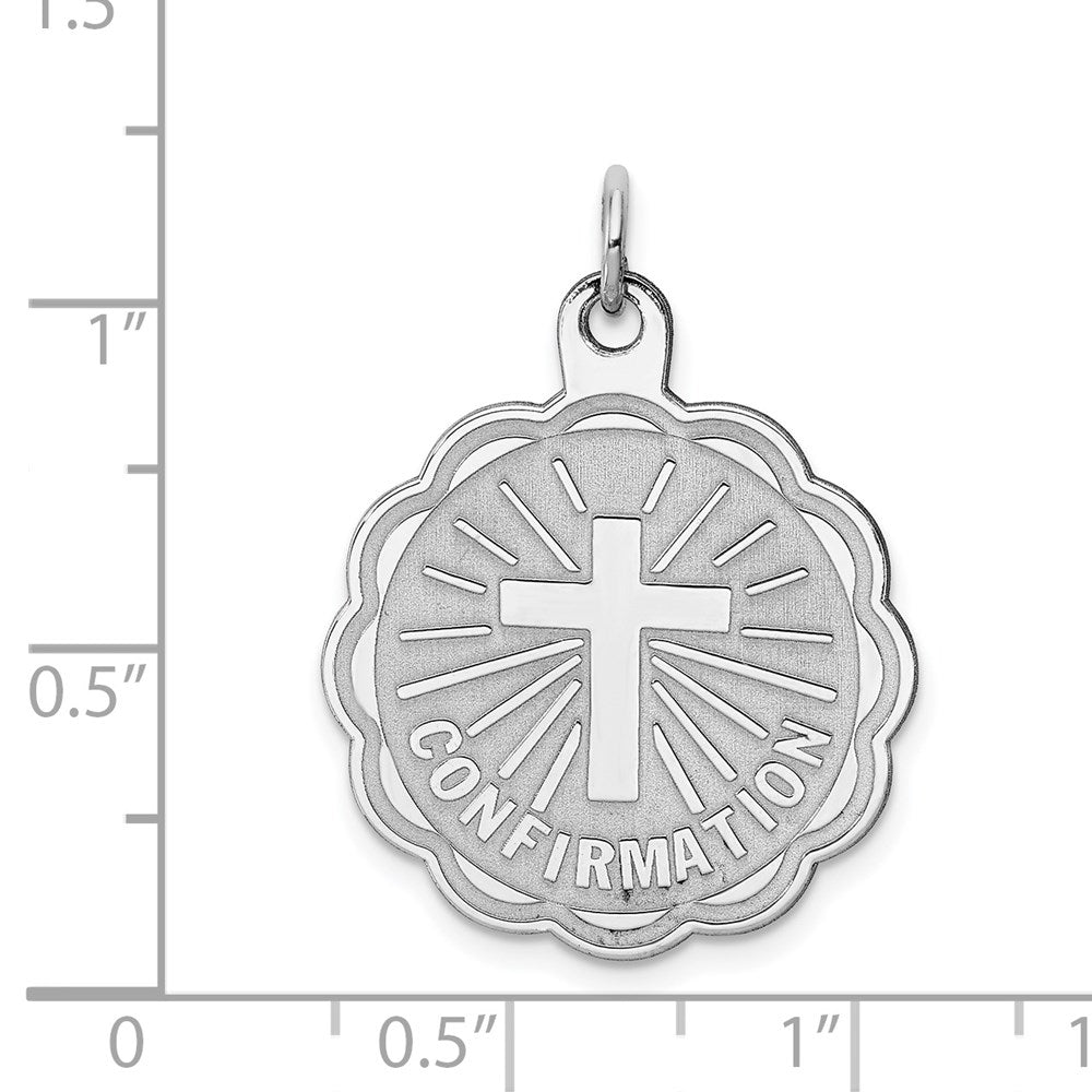 Sterling Silver Rhodium-Plated Confirmation Disc Charm