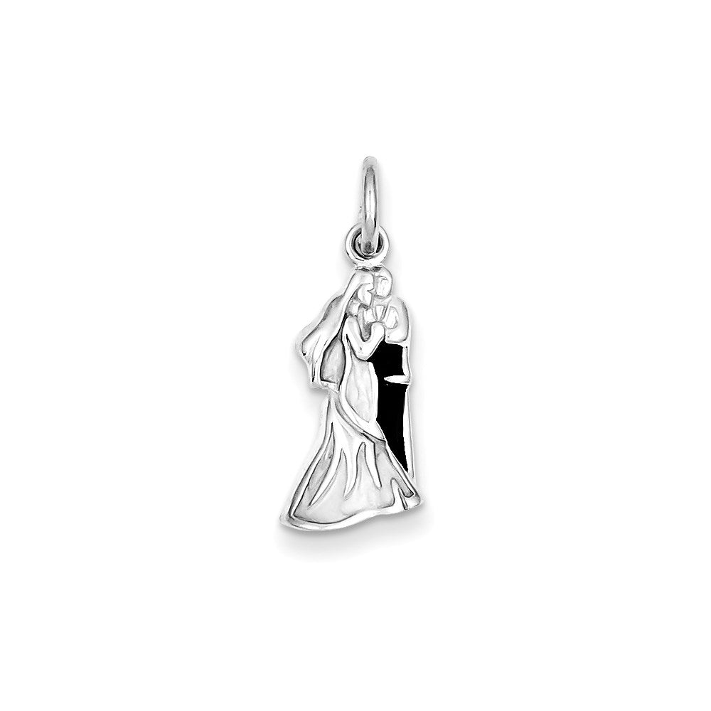 Sterling Silver Rhodium Enameled Bride & Groom