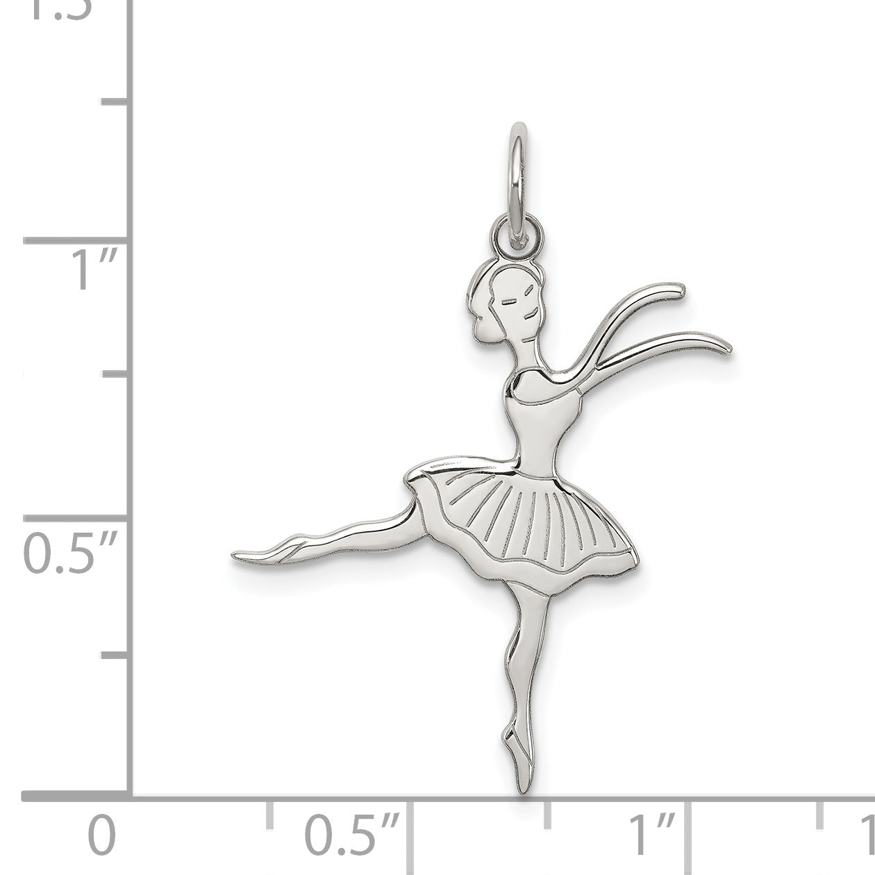 Sterling Silver Rhodium-Plated Ballerina Polished Charm