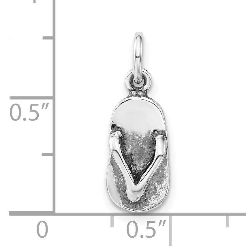 Sterling Silver 3-D Polished & Antiqued Sandal Charm