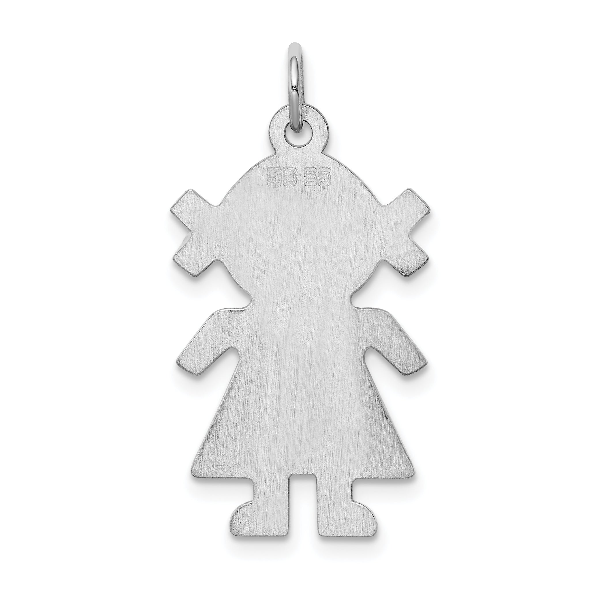 Sterling Silver S. Rh-Plt Engravable Girl Polished Front/Satin Back Disc Charm