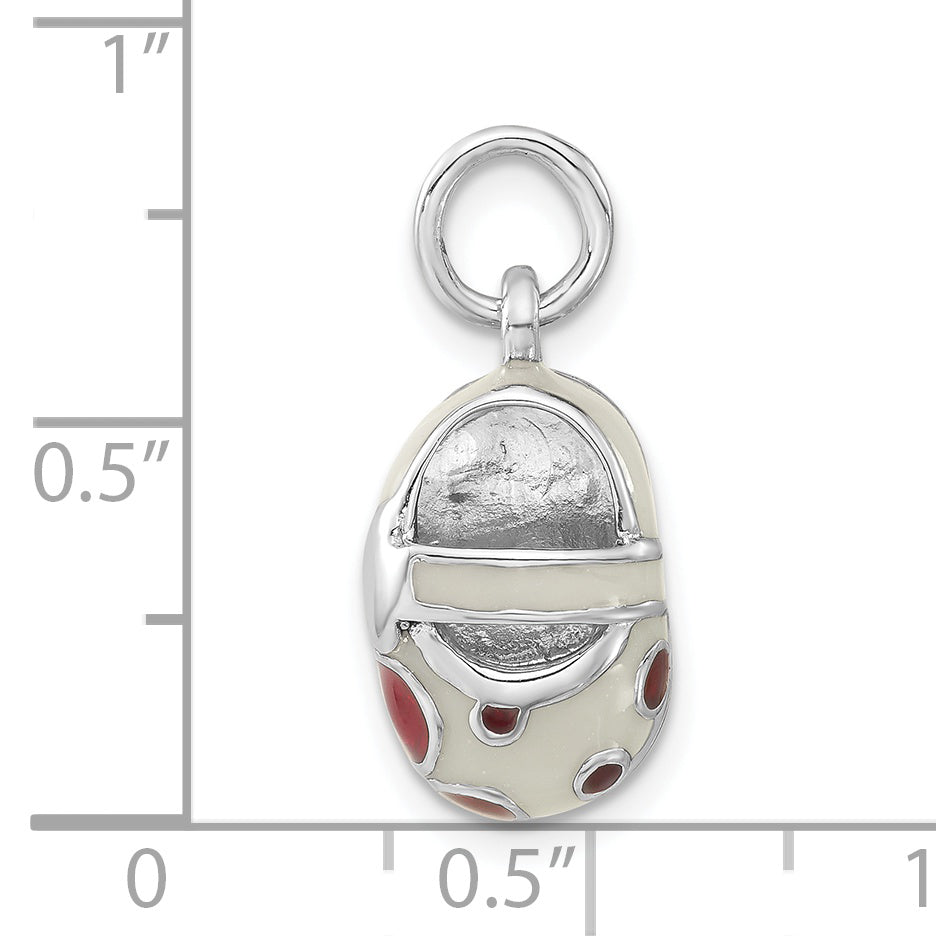 Sterling Silver 3-D Red & White Enameled Shoe Charm