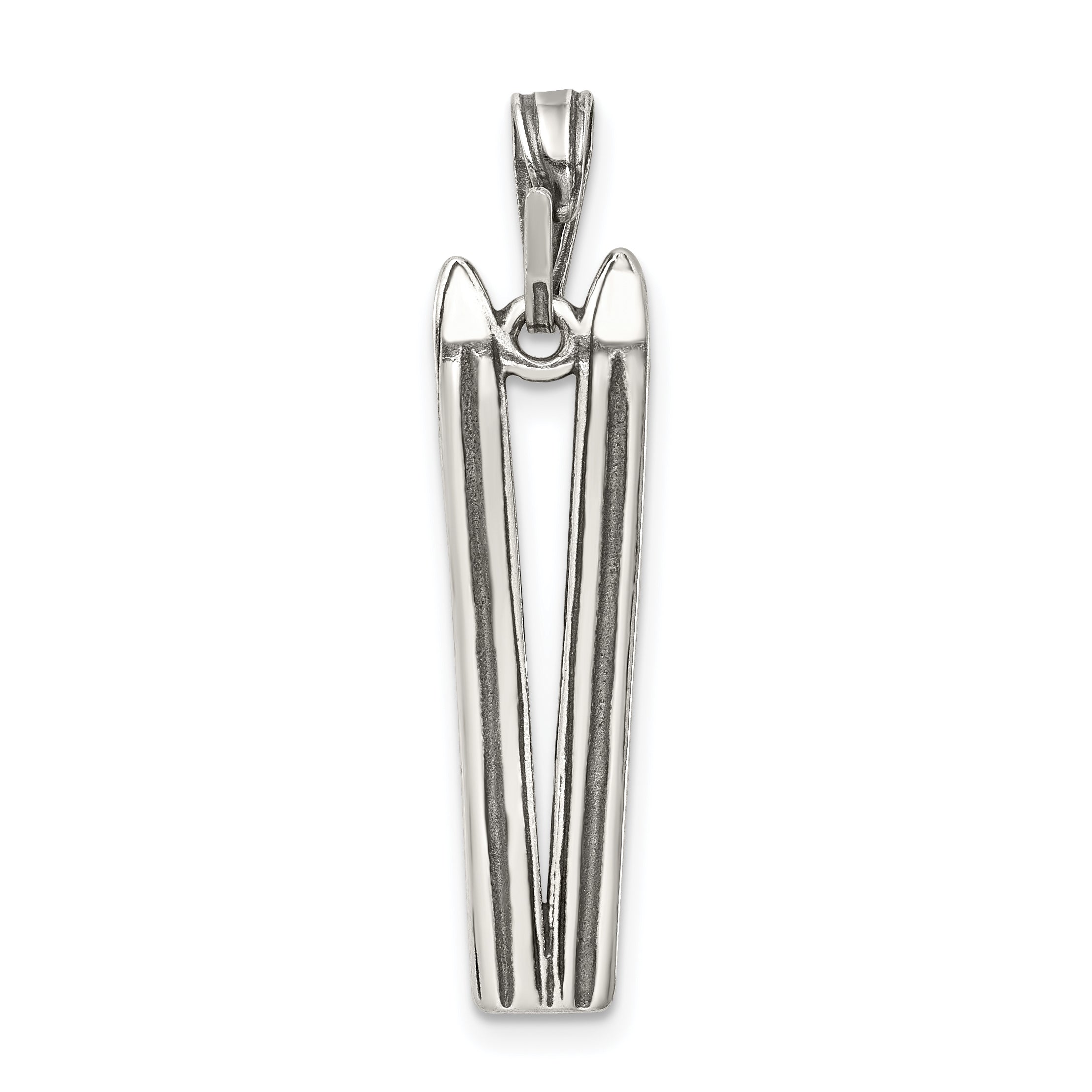 Sterling Silver Antiqued Ski'S Charm