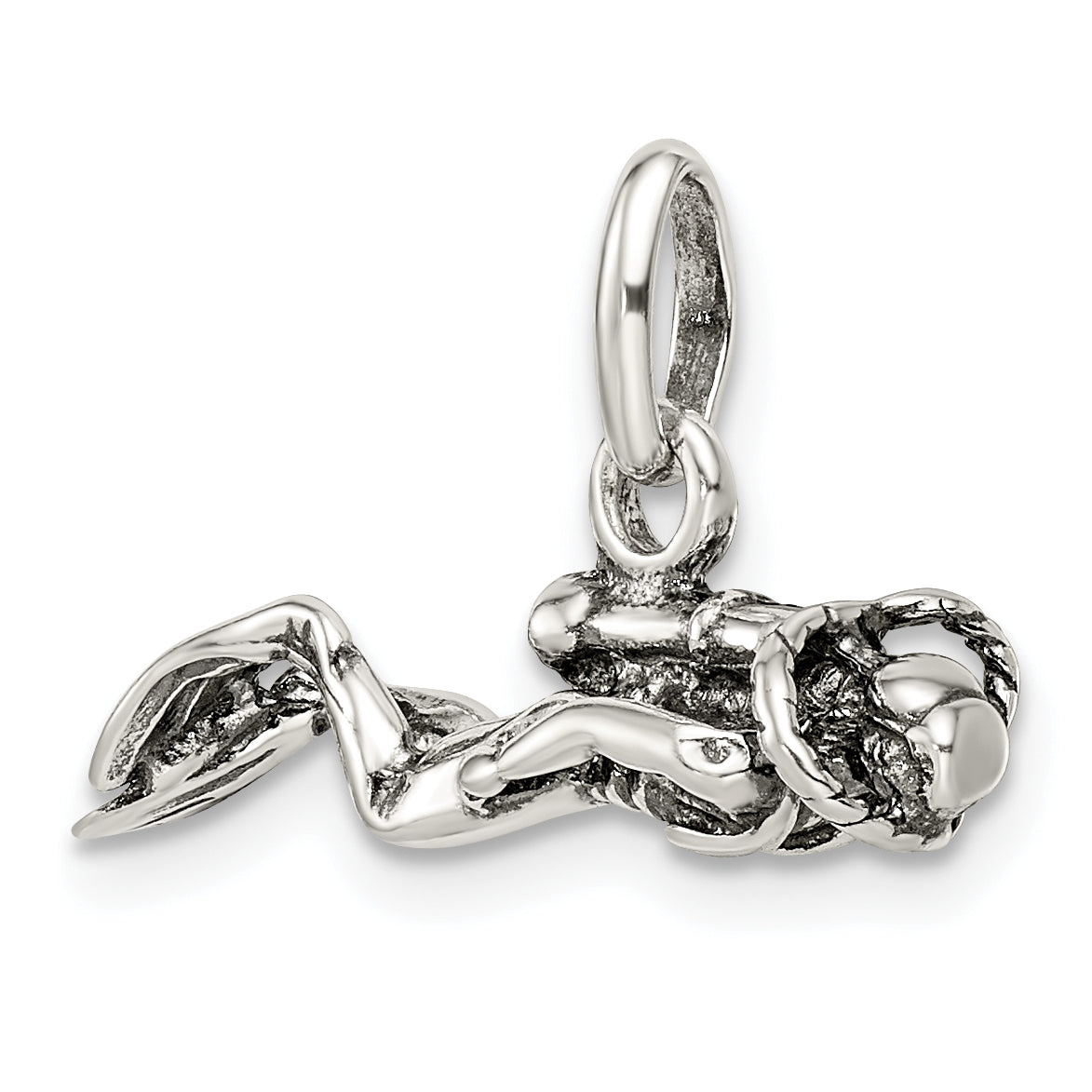 Sterling Silver Antiqued Scuba Diver Charm