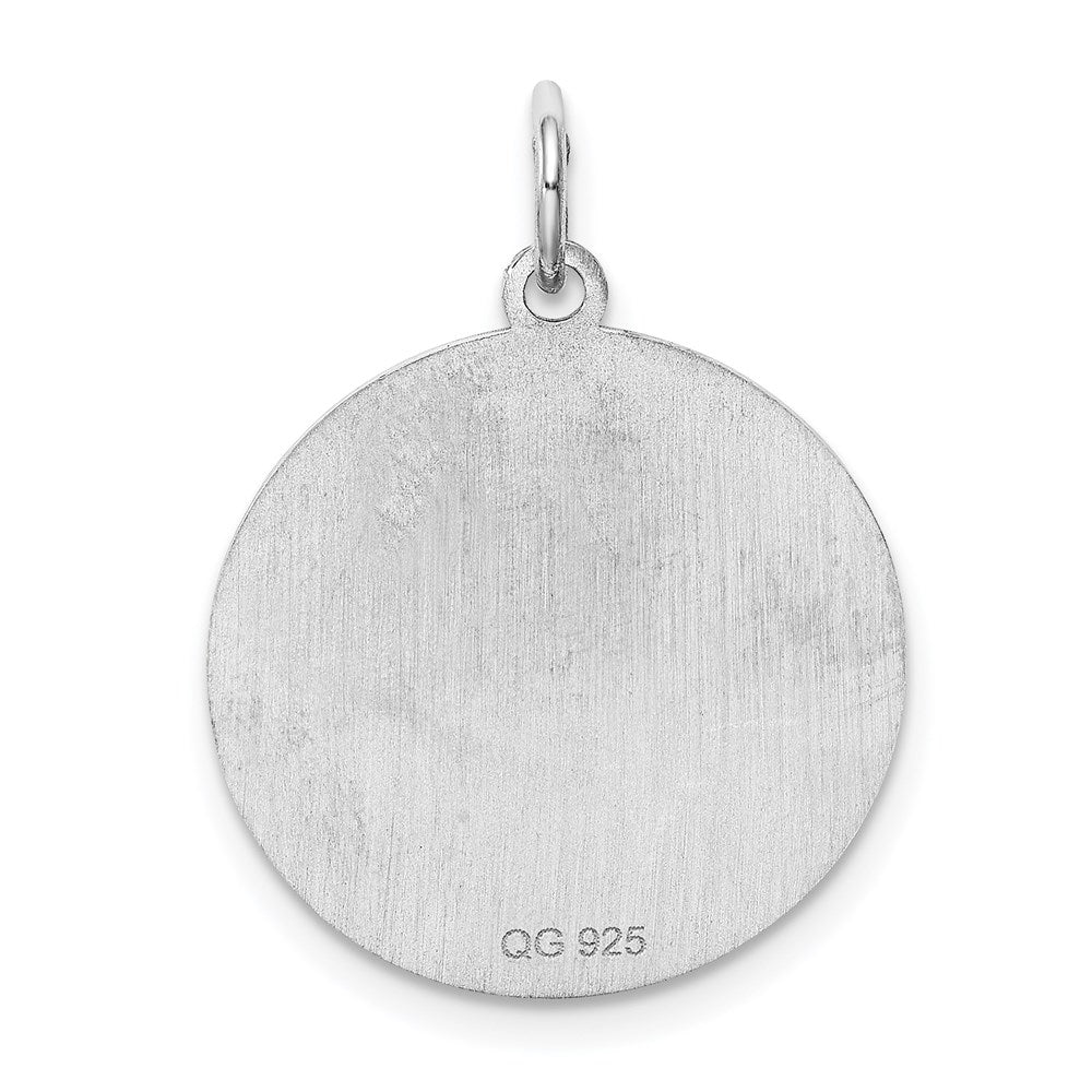 Sterling Silver Rhodium-Plated Brocaded Letter P Initial Charm