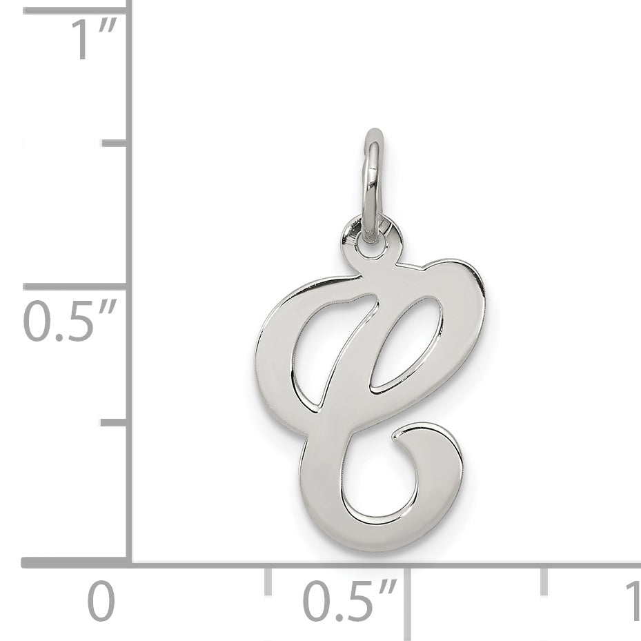 Sterling Silver Rhodium-Plated Stamped Letter C Initial Charm