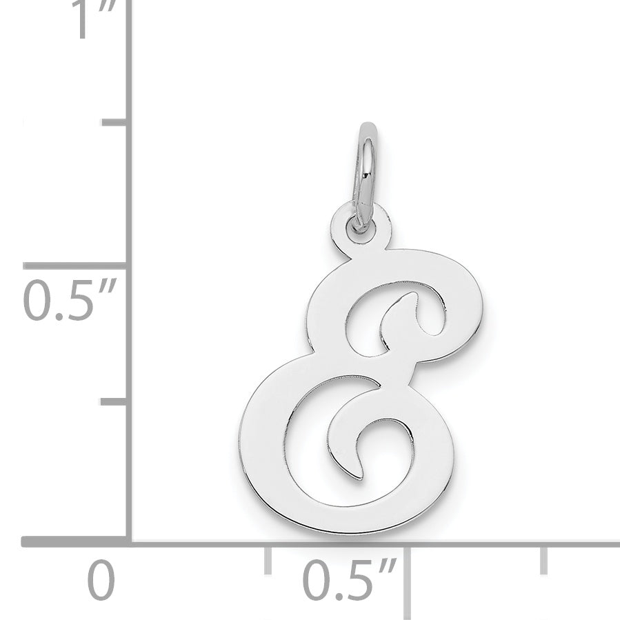 Sterling Silver Rhodium-Plated Stamped Letter E Initial Charm