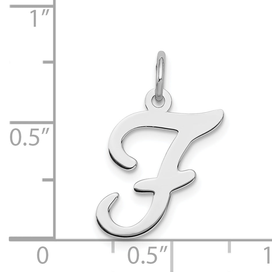 Sterling Silver Rhodium-Plated Stamped Letter F Initial Charm