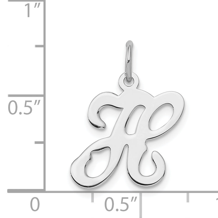 Sterling Silver Rhodium-Plated Stamped Letter H Initial Charm