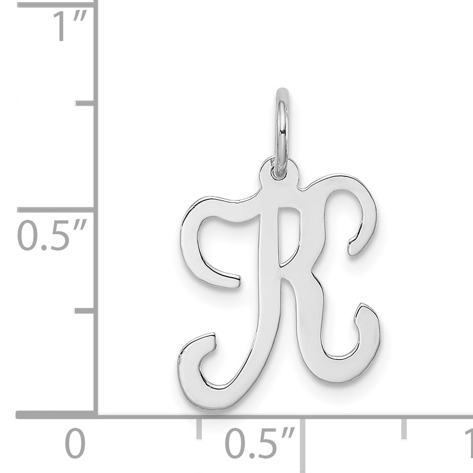 Sterling Silver Rhodium-Plated Stamped Initial K Charm