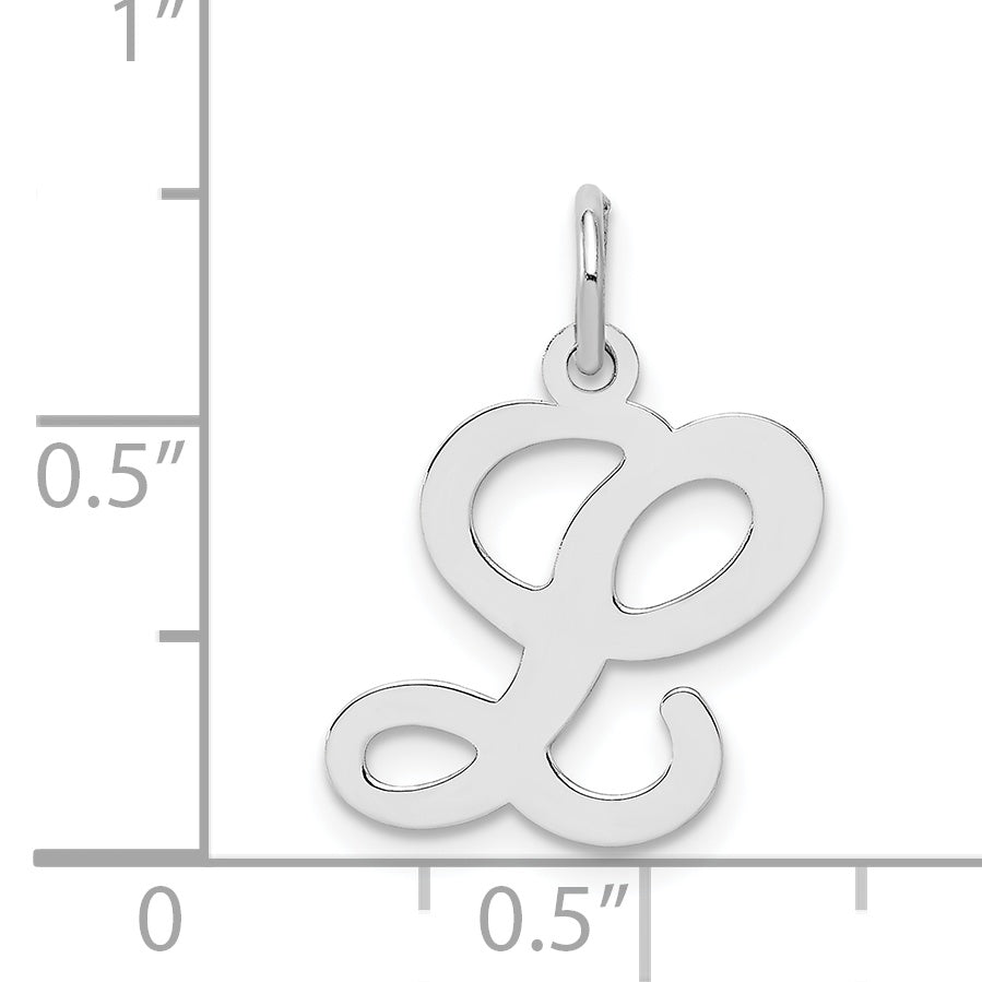 Sterling Silver Rhodium-Plated Stamped Letter L Initial Charm