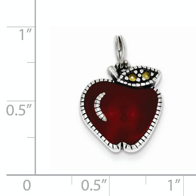 Sterling Silver Enameled Red Apple Charm
