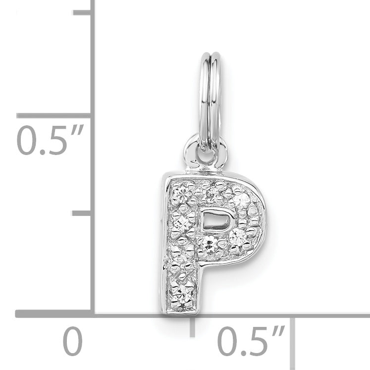 Sterling Silver Polished Cz Initial P Charm