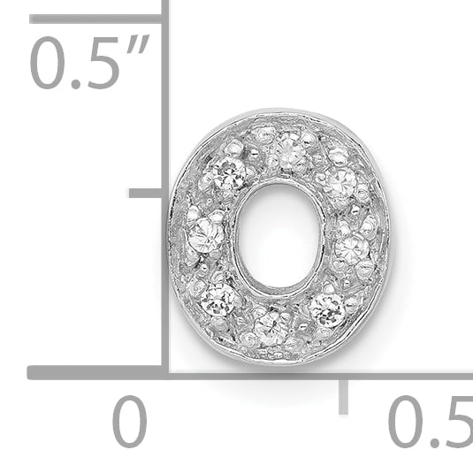 Sterling Silver Polished Cz Initial O Chain Slide Charm