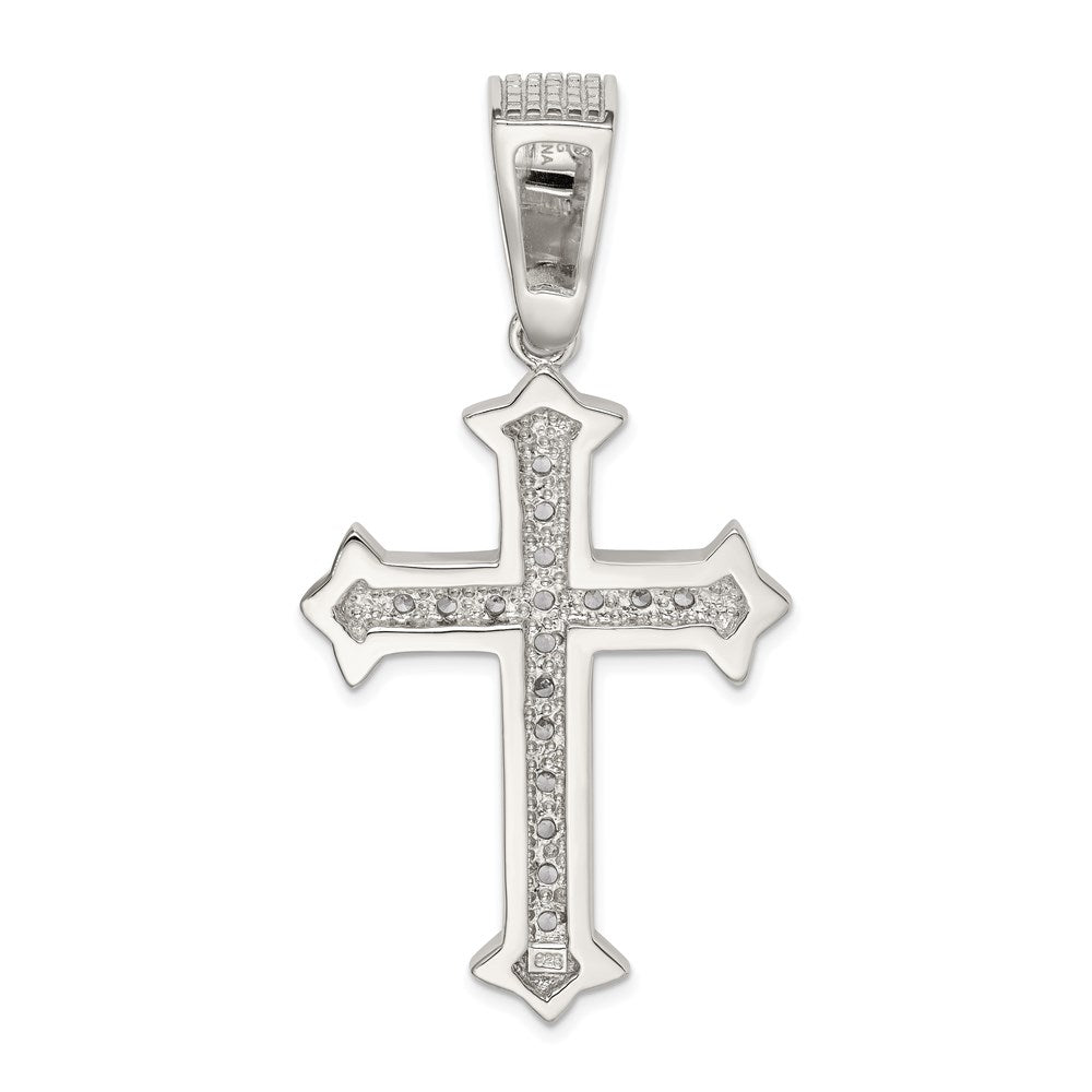 Sterling Silver Rhodium-Plated Cz Cross Pendant