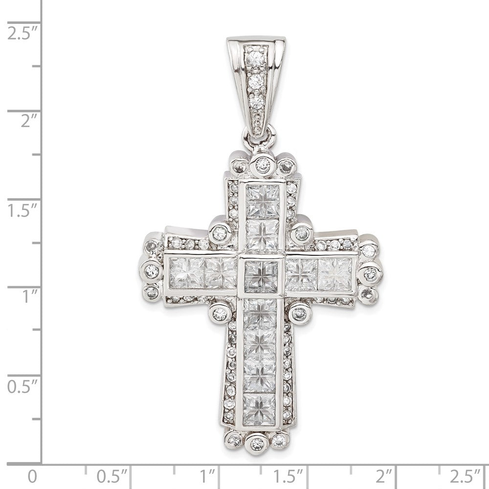 Sterling Silver Polished Cz Cross Pendant