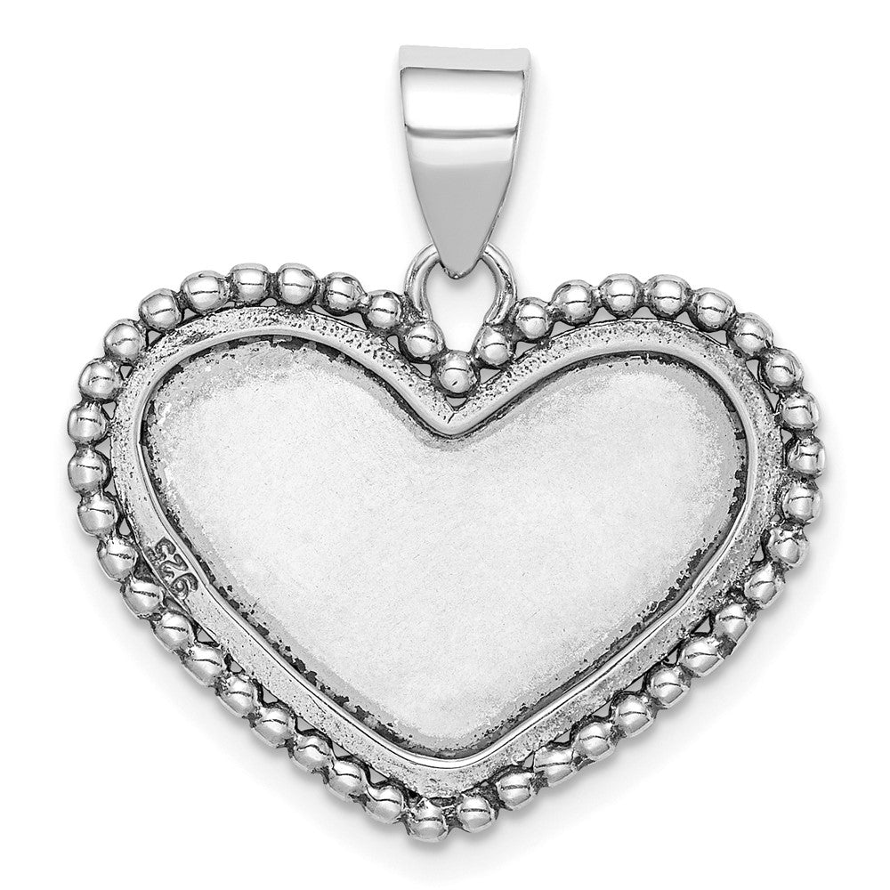 Sterling Silver Rhodium-Plated Heart Pendant