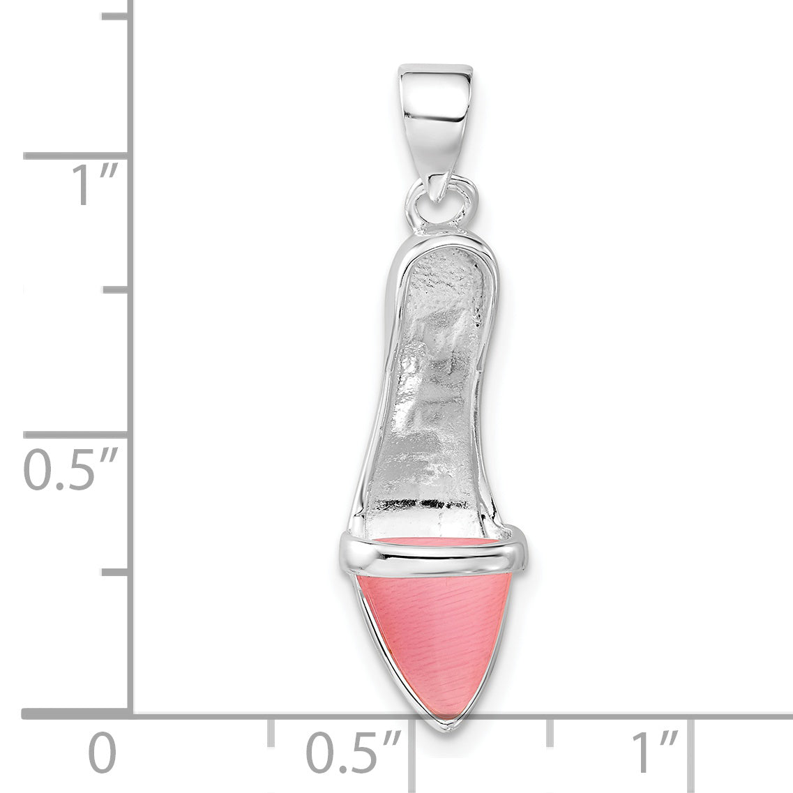 Sterling Silver 3-D Polished Pink Cat'S Eye High Heel Pendant
