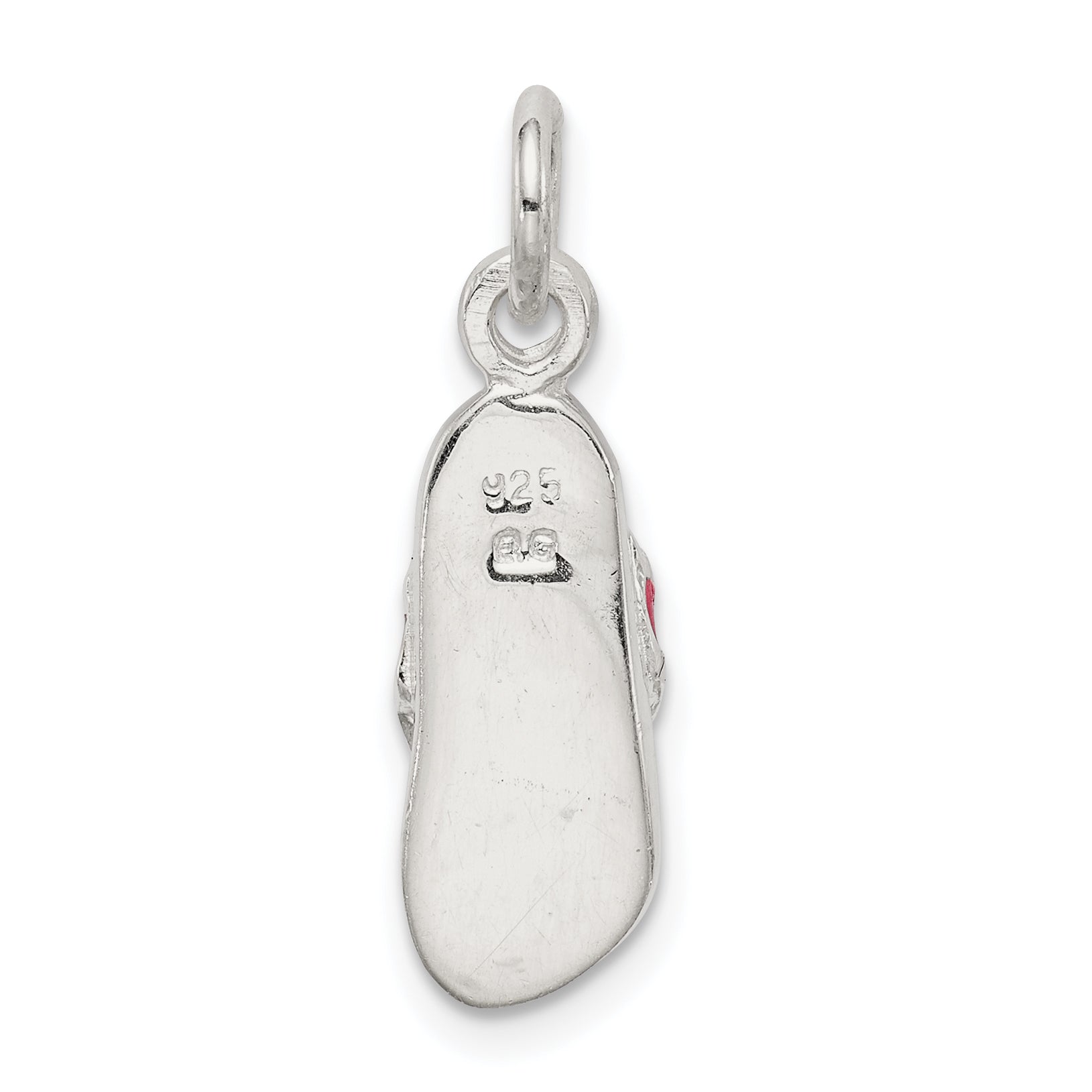 Sterling Silver Cz And Pink Enameled Flip Flop Charm