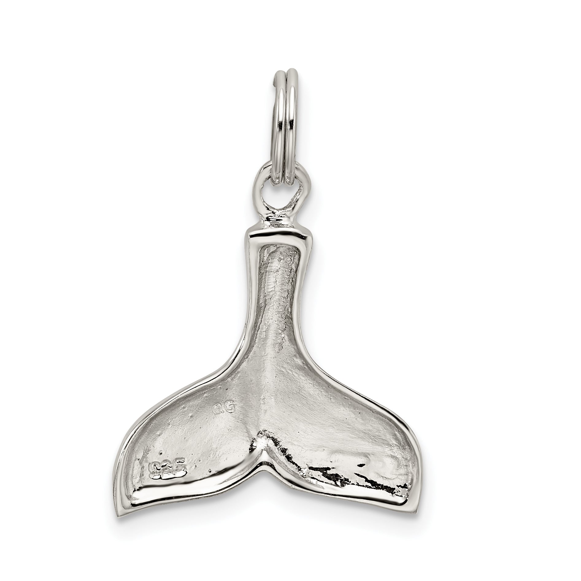 Sterling Silver Rhodium-Plated Whale Tail Charm