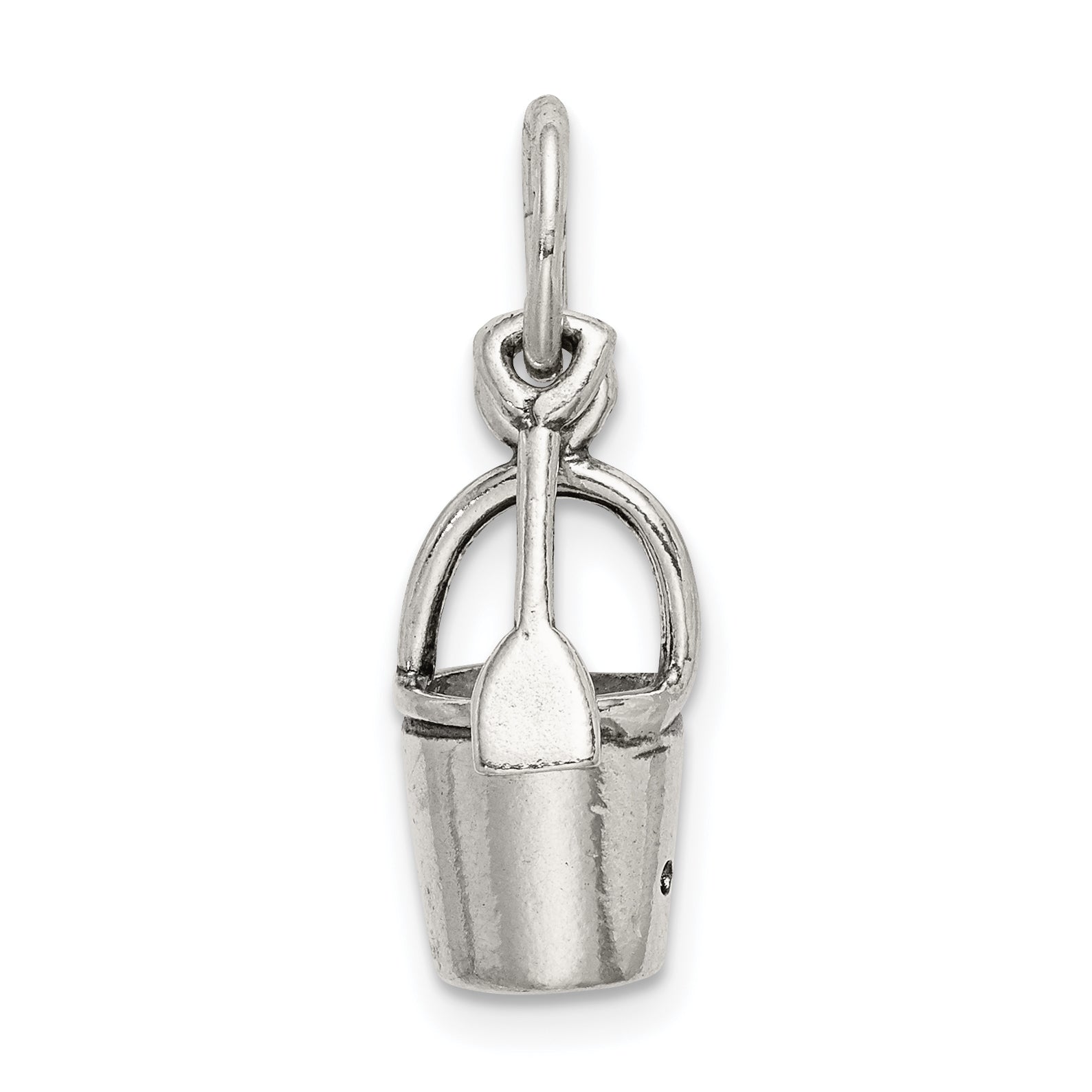 Sterling Silver Antiqued Sand Bucket And Shovel Charm