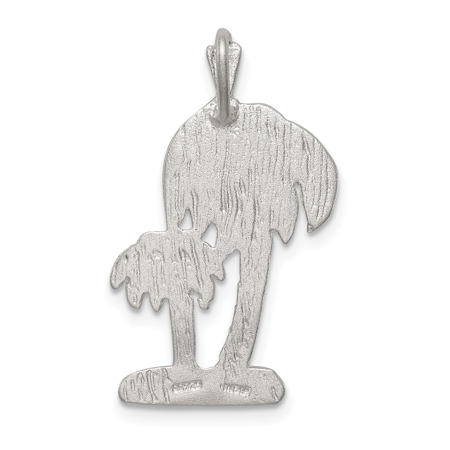 Sterling Silver Diamond Cut Palm Trees Pendant Charm