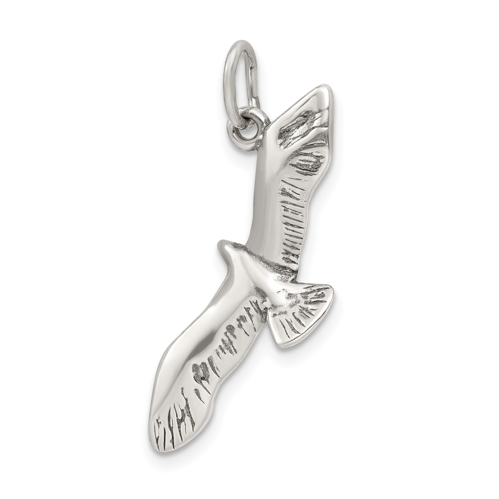 Sterling Silver Antiqued Wing Spread Seagull Charm