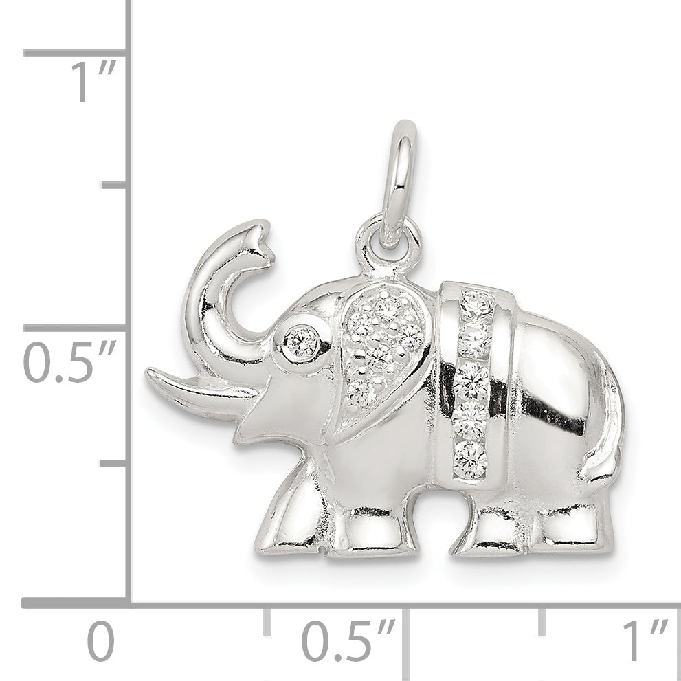 Sterling Silver Cz Elephant Charm