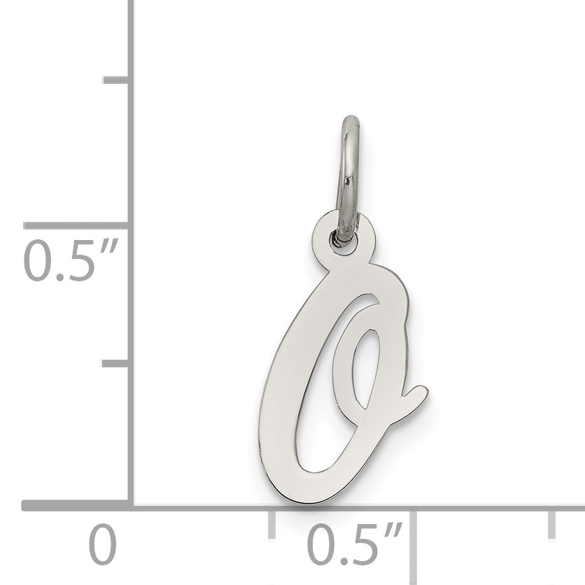 Sterling Silver Rhodium-Plated Script Letter O Initial Charm