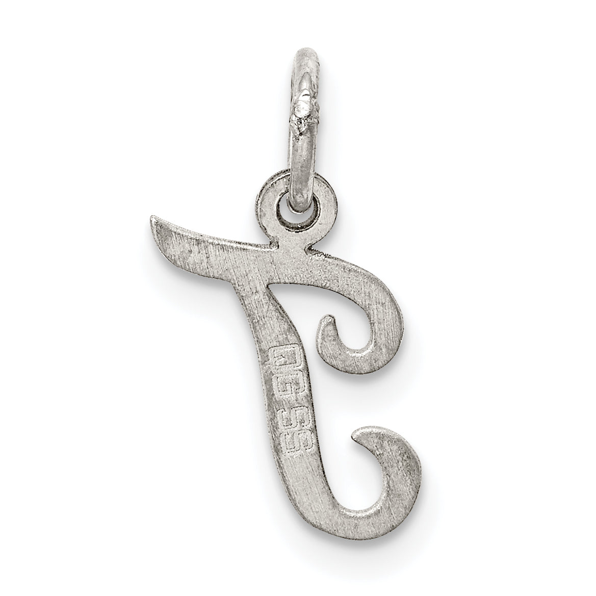 Sterling Silver Rhodium-Plated Script Letter T Initial Charm