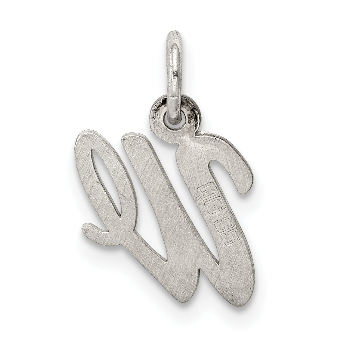 Sterling Silver Rhodium-Plated Script Letter W Initial Charm