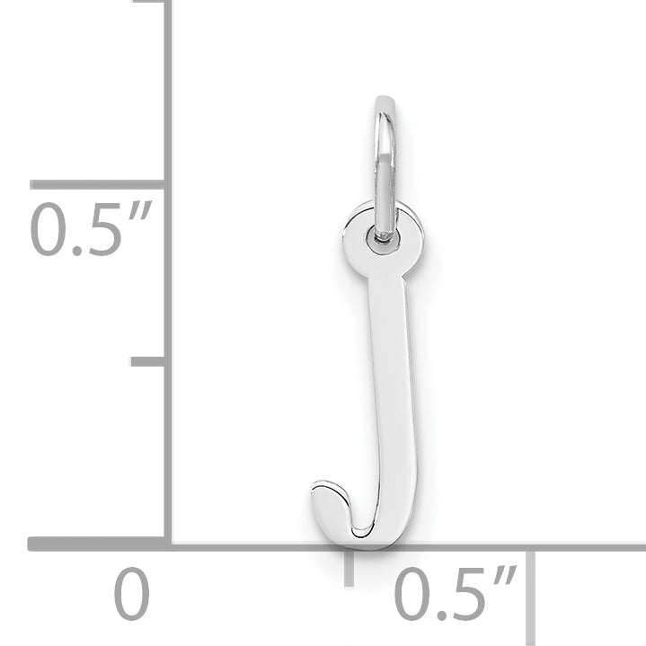 Sterling Silver Rhodium-Plated Small Slanted Block Initial J Charm