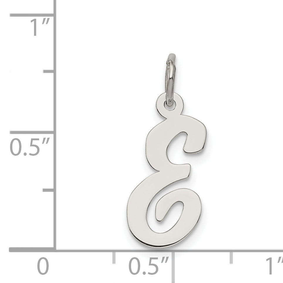 Sterling Silver Rhodium-Plated Script Letter E Initial Charm