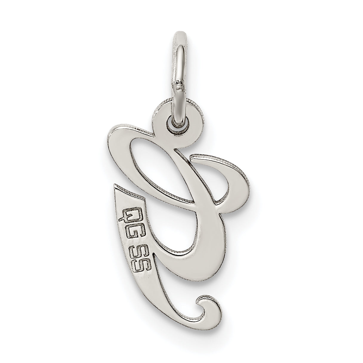 Sterling Silver Rhodium-Plated Script Letter G Initial Charm