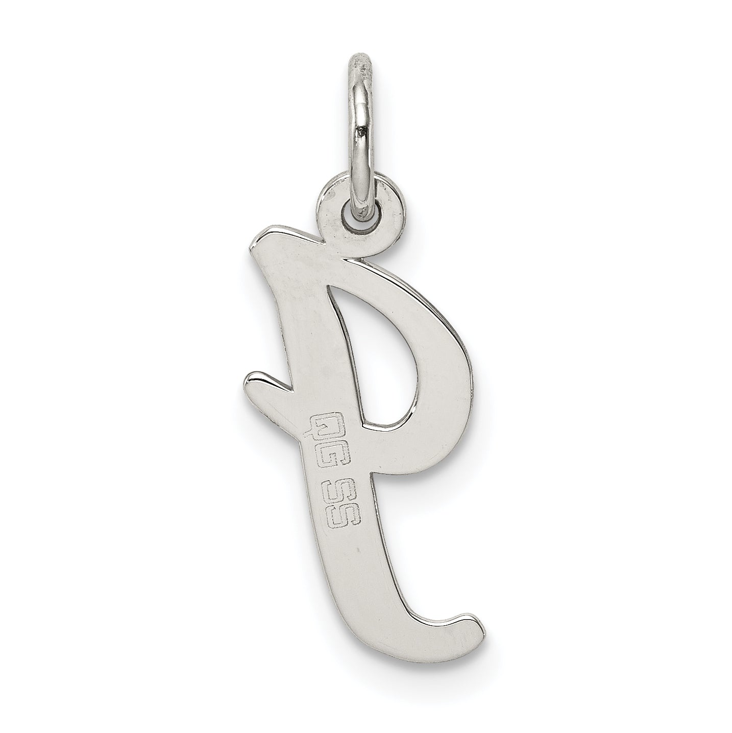 Sterling Silver Rhodium-Plated Script Letter I Initial Charm