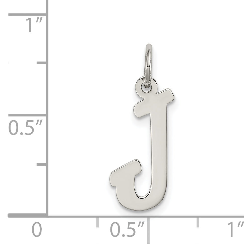 Sterling Silver Rhodium-Plated Script Letter J Initial Charm