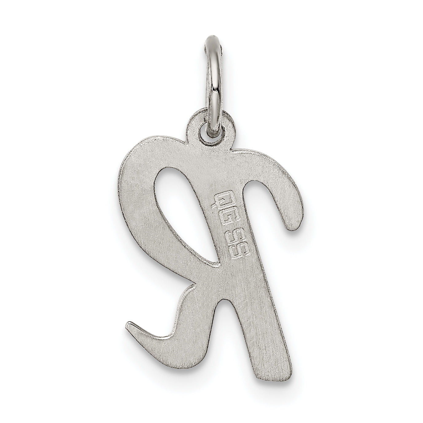 Sterling Silver Rhodium-Plated Script Letter R Initial Charm